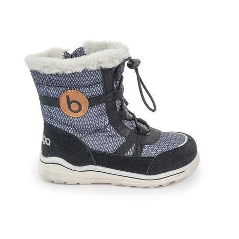 DĚTSKÉ ZIMNÍ BOTY S KOŽÍŠKEM ICEFOX, STAHOVÁNÍ, BOČNÍ ZIP, BUGGA, B00171-10, ČERNÁ