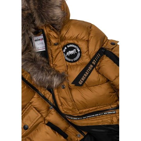 CHLAPČENSKÝ NYLONOVÝ KABÁT PUFFA, MINOTI, 11COAT 26, HNEDÝ