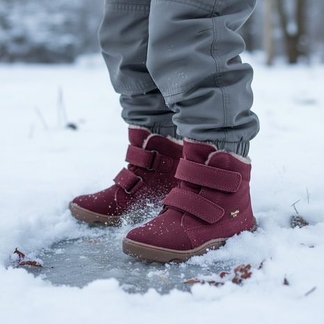 LÁNYOK TÉLI MEZÍTLÁBAS CIPŐ ZERU TEX FURRY BORDEAUX, FRODDO, G2110149-5, PIROS