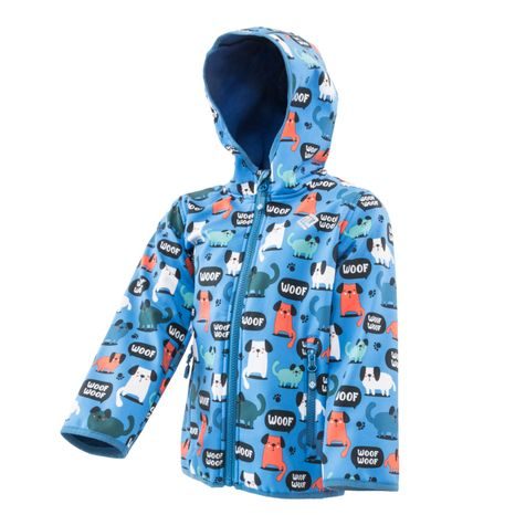 CHLAPECKÁ SOFTSHELLOVÁ BUNDA S POTISKEM A PEVNOU KAPUCÍ, PIDILIDI, PD1088-02, MODRÁ