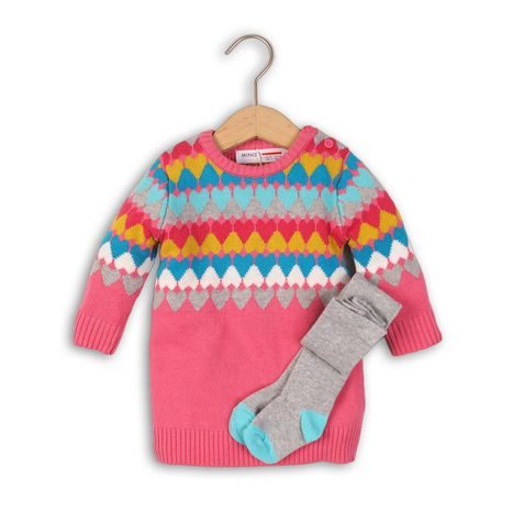 Rochiță tricotată cu șosete pentru fetițe, Minoti, MAGIC 1, roz