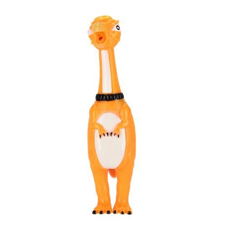 DETAILNÍ POHLED NA TEXTUROVANÝ GUMOVÝ POVRCH PÍSKAJÍCÍHO DINOSAURA PRO PSY