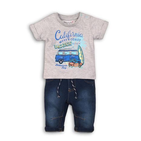 Dojčenský set: džínsy, tričko, Minoti, oceanside 7, tmavě modrá 