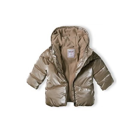 PALTON MATLASAT PUFFA PENTRU FETE CU CĂPTUȘEALĂ DIN BLANĂ, MINOTI, 16 HAINĂ 20, MARO