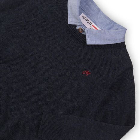 PULOVER PENTRU BĂIEȚI CU GULER DE CĂMAȘĂ INCORPORAT, MINOTI, FORMAL 5,