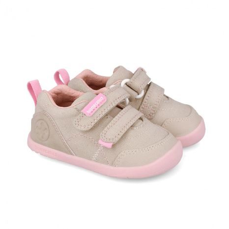 DIEVČENSKÉ BAREFOOT PLÁTENNÉ TENISKY LONA BASICA BEIGE Y ROSA BIOMECANISC 262190-F884