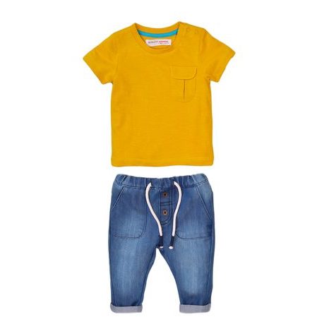 Set pentru băieți - tricou și pantaloni din denim, Minoti, Planet 4, galben