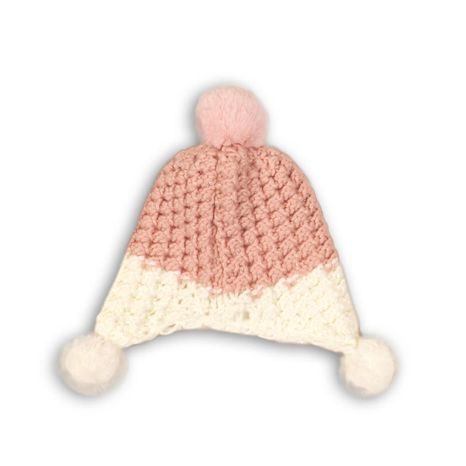 ČEPICE ZIMNÍ DÍVČÍ S BAMBULEMI, MINOTI, DEER 15, RŮŽOVÁ