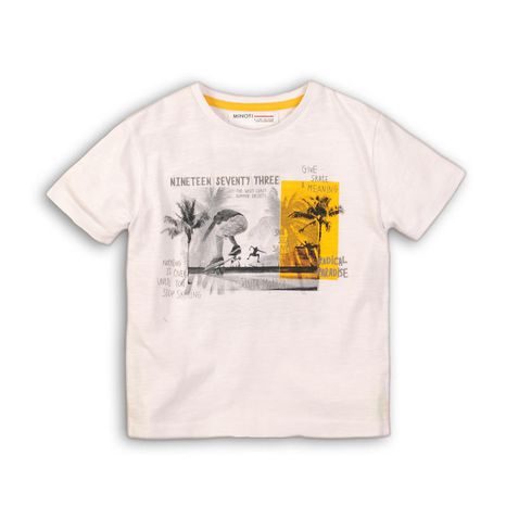 Tricou pentru băieți cu mânecă scurtă, Minoti, Venice 4, alb 