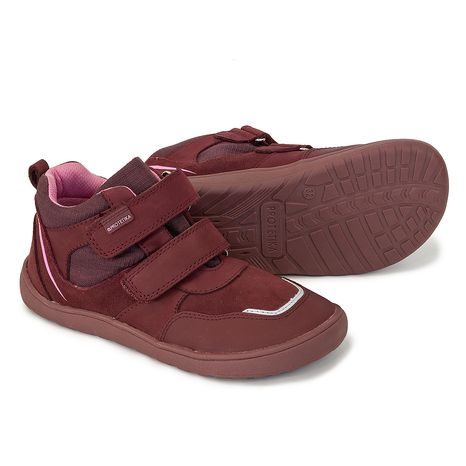 DÍVČÍ CELOROČNÍ BOTY S MEMBRÁNOU BAREFOOT BANET BORDO, PROTETIKA, ČERVENÁ