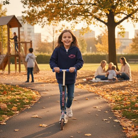 HANORAC CU GLUGĂ CU FERMOAR COMPLET PENTRU FETE, MINOTI, KG ZIP 9, ALBASTRU ÎNCHIS