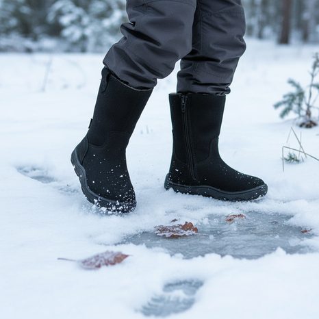 DÍVČÍ ZIMNÍ BAREFOOT KOZAČKY ZERU TEX BOOT BLACK, FRODDO, G3160242-1, ČERNÁ