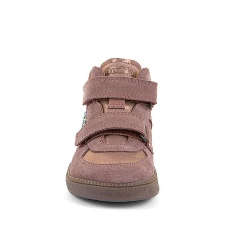 DIEVČENSKÉ CELOROČNÉ KOŽENÉ ČLENKOVÉ BAREFOOT TOPÁNKY LOOP HIGH-TOPS PINK/GOLD FRODDO G2110157-5