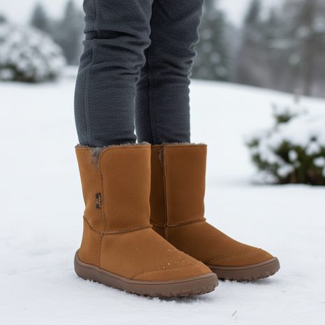 DĚTSKÉ ZIMNÍ BAREFOOT BOTY TEX SUEDE COGNAC G3160250-2