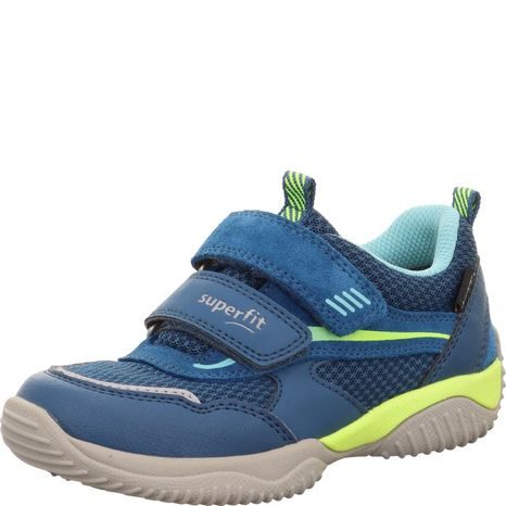 CHLAPČENSKÉ CELOROČNÉ TOPÁNKY STORM BLUE/YELLOW S MEMBRÁNOU GORETEX, SUPERFIT, 1-006386-8040, V MODRO-ŽLTEJ FAREBNEJ KOMBINÁCII
