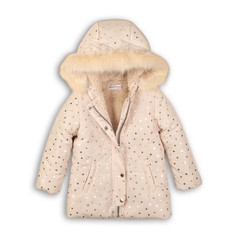 Kabát dívčí zimní Puffa podšitá chlupem, Minoti, FORTUNE 4, krémová