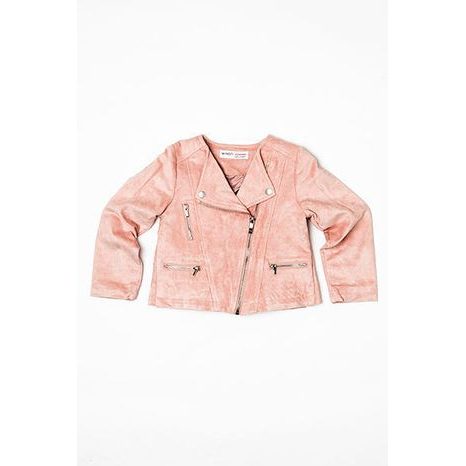 Jachetă pentru fetițe din imitaţie de piele în talie , Minoti, ROSEWOOD 1, roz 