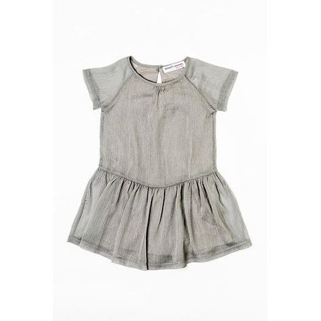 Rochie cu mânecă scurtă, plisată, pentru fetițe, Minoti, ROSEWOOD 6, gri