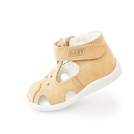 Papuci din piele pentru copii cu velco, Veleta, 026, maro
