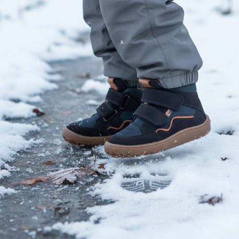 CHLAPECKÉ ZIMNÍ BAREFOOT BOTY  TEX WOOL DARK BLUE FRODDO G3110266-W