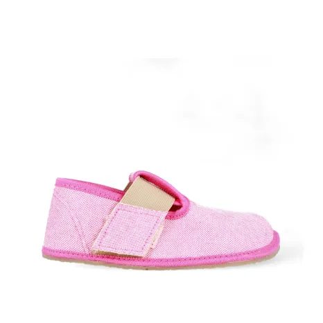 Papuci Barefoot pentru fete Pegres, BF01 textil, roz