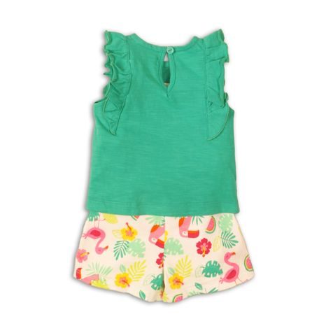 SET PENTRU SUGARI, PENTRU FETIȚE, CU TRICOU ȘI PANTALONI SCURȚI, MINOTI, TOUCAN 1, VERDE