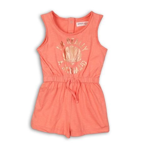 Salopetă pentru fete din bumbac, Minoti, TG PLAYSUIT 1, roz