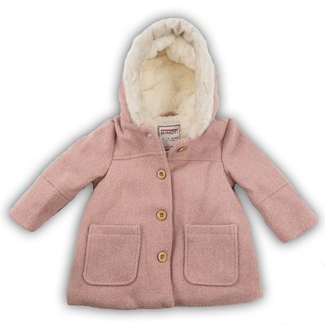 KABÁT DÍVČÍ VLNĚNÝ S KAPUCÍ, MINOTI, LOVELY 4, RŮŽOVÁ