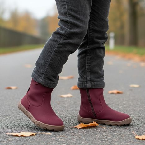 DÍVČÍ ZIMNÍ BAREFOOT KOZAČKY  ZERU TEX BOOT BORDEAUX G3160257-6