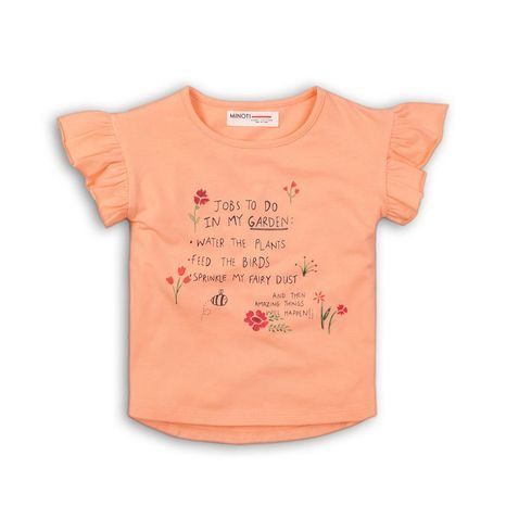 Tricou pentru fetițe, cu mânecă scurtă, Minoti, TG BASIC TEE 9, portocaliu