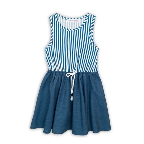 Šaty dievčenské bavlnené vyšívané, Minoti, Nautical 8, modrá