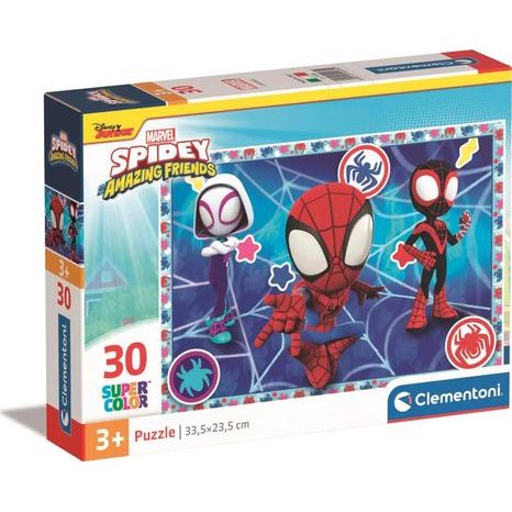 BAREVNÉ DĚTSKÉ PUZZLE CLEMENTONI 30 DÍLKŮ S MOTIVEM MARVEL SPIDEY V KRABICI