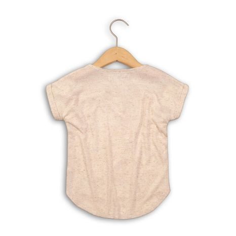 TRIČKO DÍVČÍ S KRÁTKÝM RUKÁVEM, MINOTI, SHIMMER 6, BÉŽOVÁ