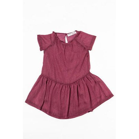 Rochie cu mânecă scurtă, plisată, pentru fetițe, Minoti, ROSEWOOD 6, rosu