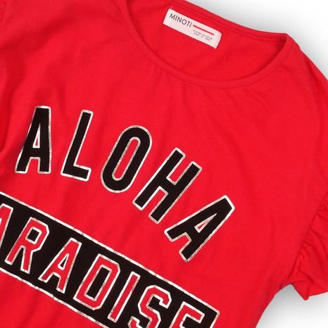 TRIČKO DÍVČÍ S KRÁTKÝM RUKÁVEM, MINOTI, KG TEE 23, ČERVENÁ