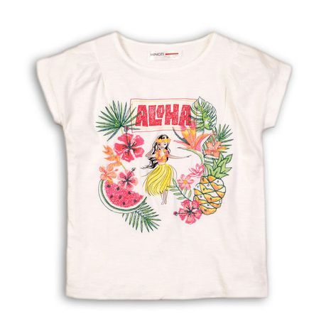 Tricou pentru fete cu mânecă scurtă, Minoti, Sorbet 4, alb