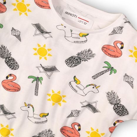 TRICOU PENTRU FETIȚE, CU MÂNECĂ SCURTĂ, MINOTI, TG BASIC TEE 6, ALB