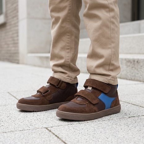 CHLAPČENSKÉ CELOROČNÉ KOŽENÉ ČLENKOVÉ BAREFOOT TOPÁNKY LOOP HIGH-TOPS BROWN FRODDO G2110157-1