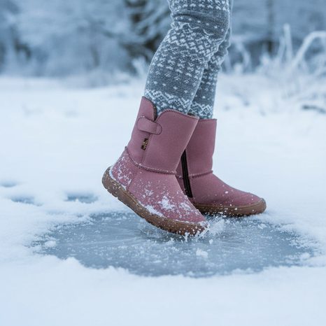 DÍVČÍ ZIMNÍ BAREFOOT BOTY TEX SUEDE DARK PINK  G3160250