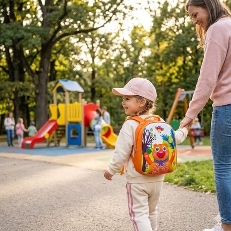 DĚTSKÝ BATŮŽEK MEDVĚD - HOLČIČKA JDE NA HŘIŠTĚ