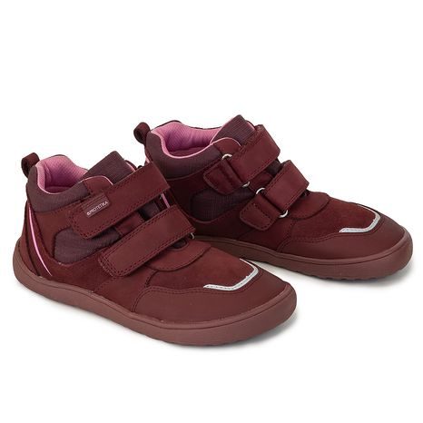 DÍVČÍ CELOROČNÍ BOTY S MEMBRÁNOU BAREFOOT BANET BORDO, PROTETIKA, ČERVENÁ