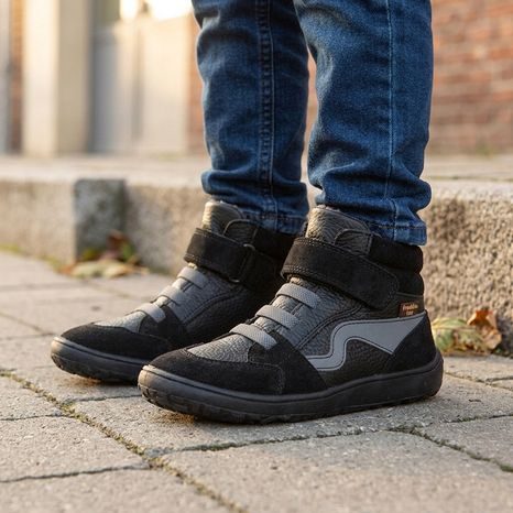 CHLAPECKÉ CELOROČNÍ KOTNÍKOVÉ BAREFOOT BOTY TEX GO BLACK FRODDO G3110265-15