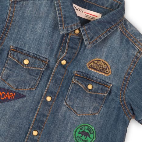 CĂMAȘĂ PENTRU BĂIEȚI DE BLUGI CU MÂNECĂ SCURTĂ, MINOTI, ROAR 2, ALBASTRU