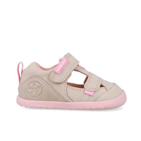 DIEVČENSKÉ BAREFOOT SANDÁLE LONA BASICA BEIGE Y ROSA BIOMECANICS 262191-F884