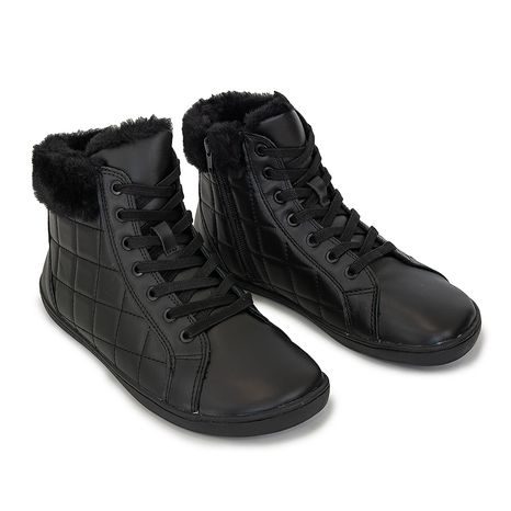 DÁMSKÉ BAREFOOT ZIMNÍ BOTY ZORA DARK BLACK, PROTETIKA, TMAVĚ ČERNÁ