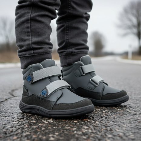 DĚTSKÉ CELOROČNÍ BAREFOOT BOTY BUGGA NUVA DARK GREY B00198-09