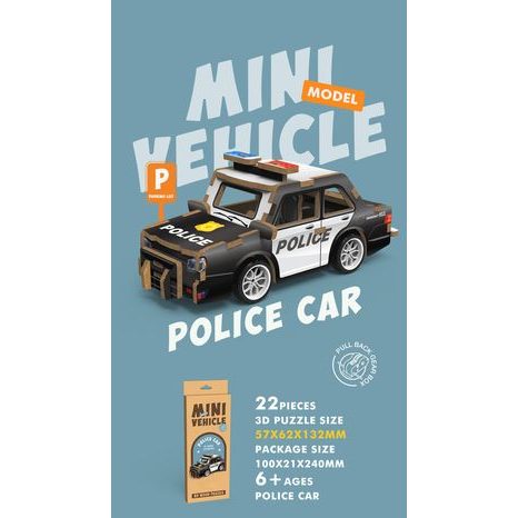 3D PUZZLE DŘEVĚNÉ - POLICEJNÍ AUTO 13 CM, WIKY KREATIVITA, W035431