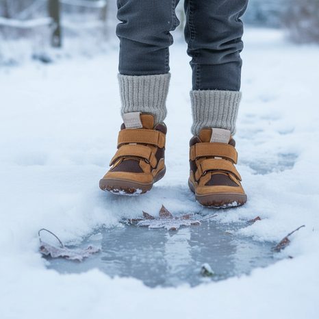 DĚTSKÉ ZIMNÍ BAREFOOT BOTY TEX WOOL COGNAC FRODDO G3110266-4W