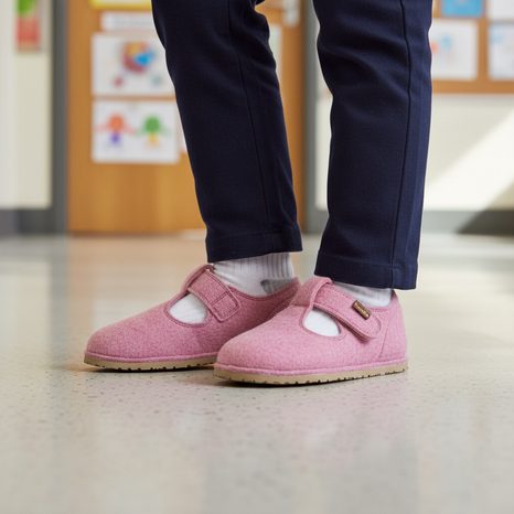 DIEVČENSKÉ BAREFOOT PAPUČE FLEXY WOOLY PINK; FRODDO; G1700378-7