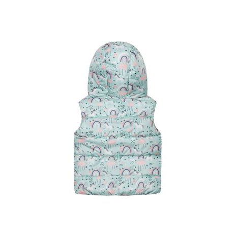VESTA PUFFA DIN NAILON PENTRU FETE CU CĂPTUȘEALĂ DIN MICROFLEECE, MINOTI, 12GILET 18, ALBASTRU